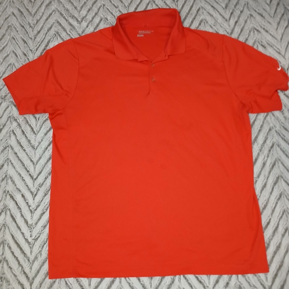 Nike‎ Golf Dri-FIT Polo Shirt Men's Size XXL Bright Orange Red Daily Work AA001